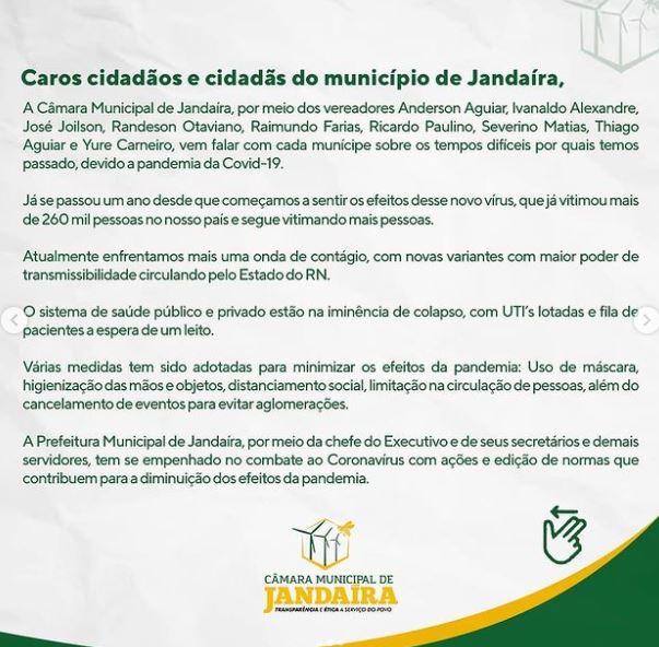 Carta Aberta a PopulaÃ§Ã£o de JandaÃ­ra